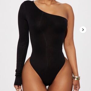 Fashion Nova Black One-Shoulder Bodysuit